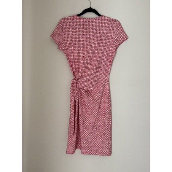 J‎ McLaughlin Catalina Cloth Faux Wrap Dress Small Pink Orange White Geometric - Picture 7 of 7